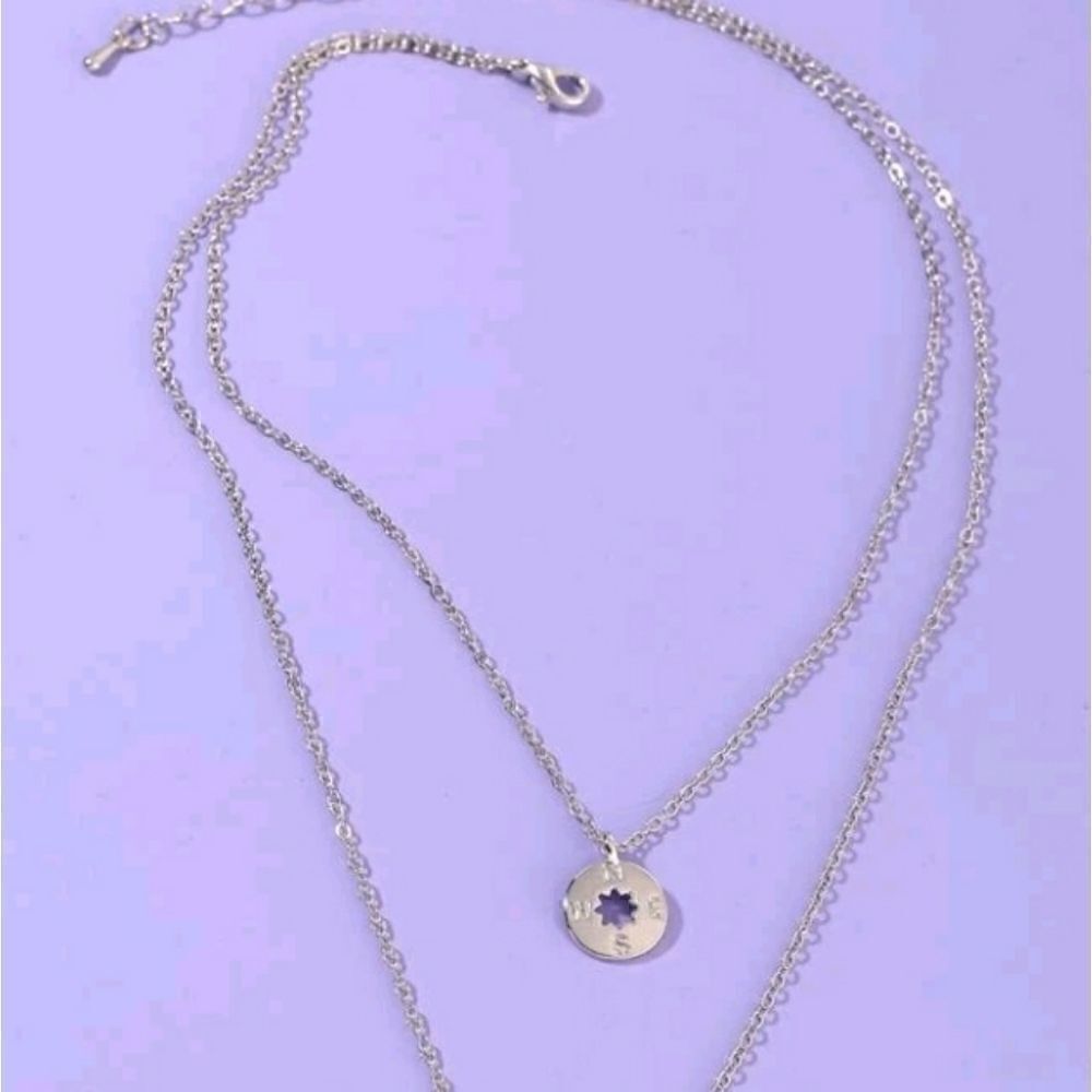 Layered Cardinal Points Stainless Steel Necklace - Picture 3 of 4
